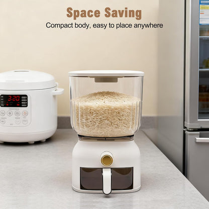 13.23 lbs Rice Dispenser - Large Sealed Grain Storage Container with Food Dispenser and Cup, for Rice Beans Grains Cereal and Dry Food Storage Kitchen Organizer