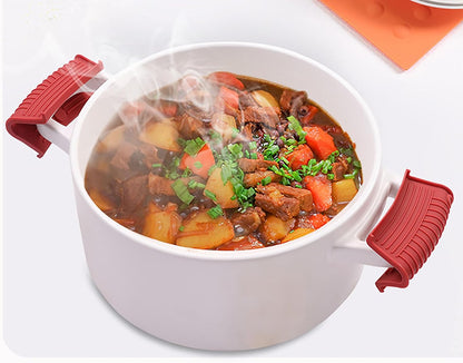 Heat Resistant Pot Handle Cover, 3 Sets Silicone Red Thick Non-Slip Pot Holder Sleeve for Kitchen (red)