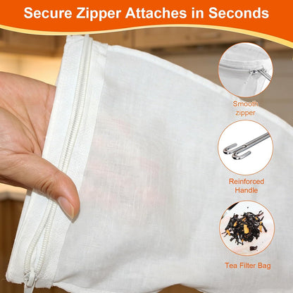 3 Pcs Reusable Fine Mesh Strainer Bags, Nut Milk Strainer Bag