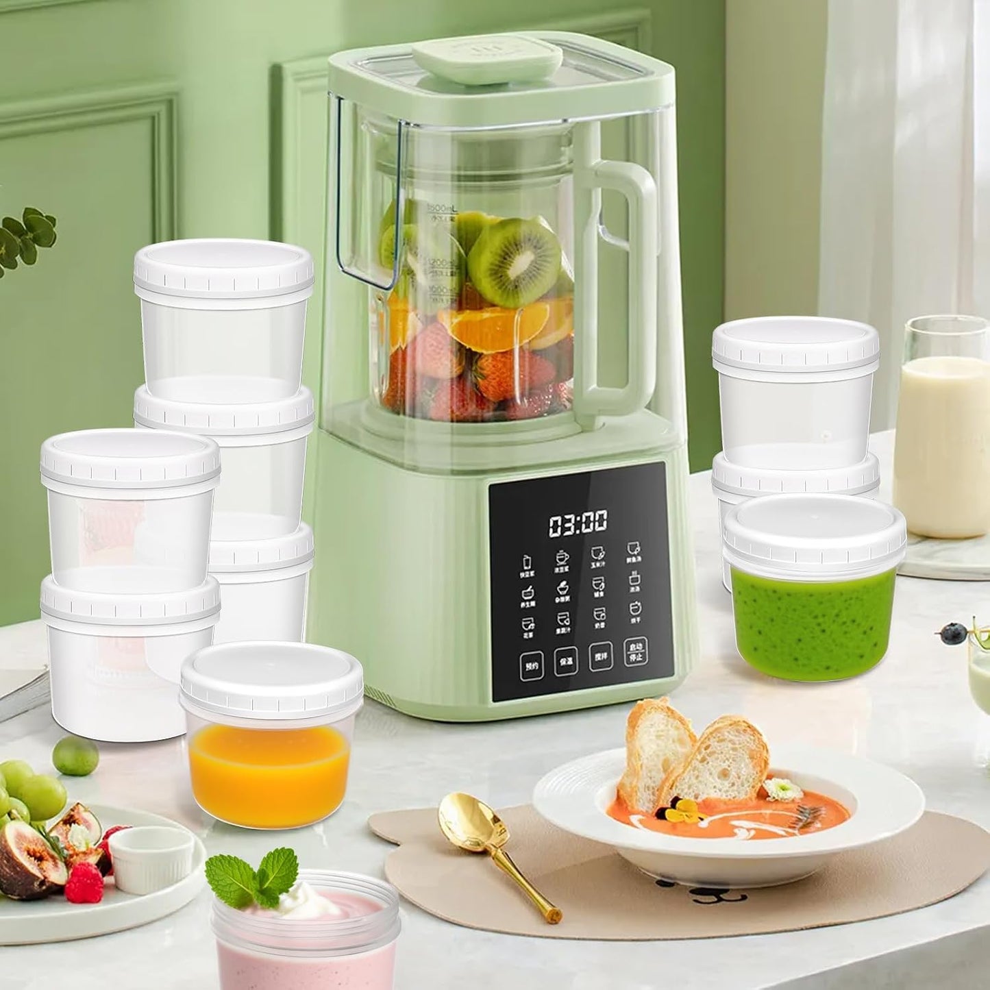 10 Pack 4oz Reusable Small Plastic Containers with Screw Lids, Small Food Storage Freezer Containers, Stackable Food Storage Jars, Sauce Condiment Jars Lunch Box Accessories