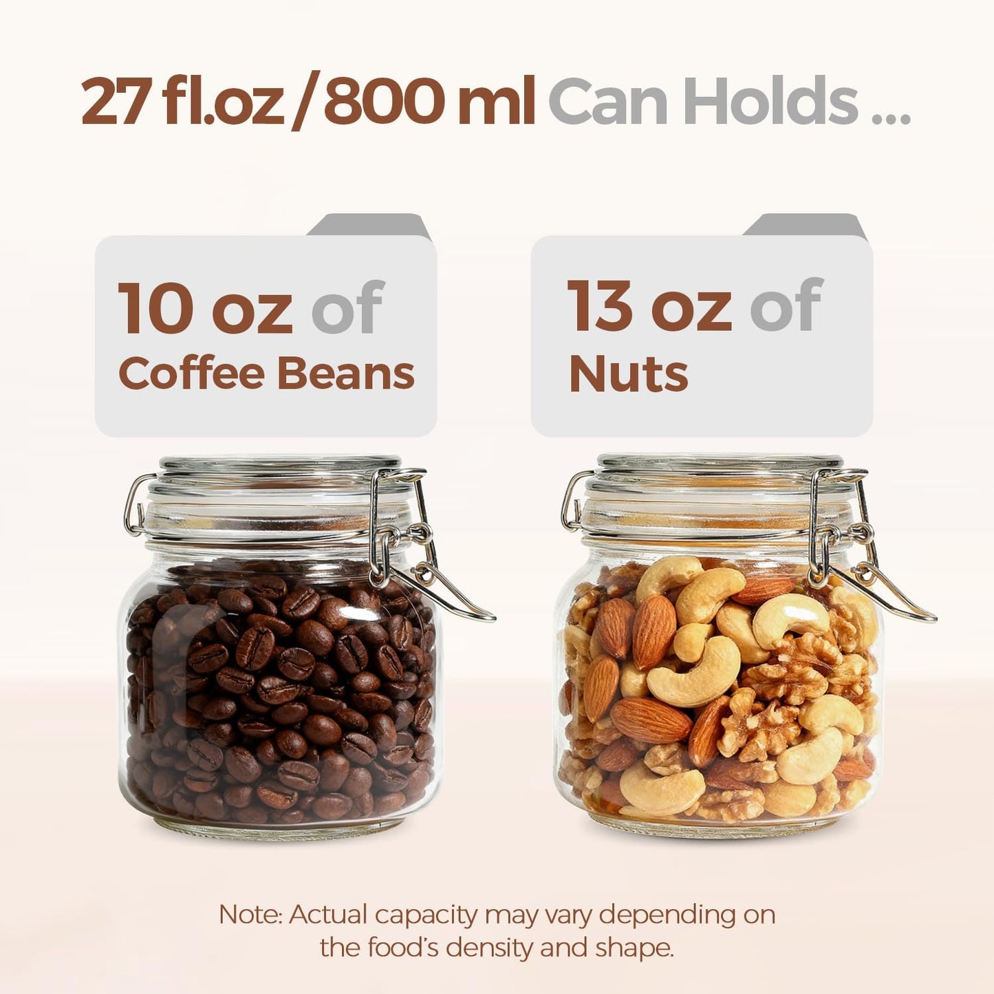 ComSaf Set of 3 Square Glass Jars with Airtight Lids (51 Oz) — Wire Clamp Canisters for Small-Batch Pickling, Kimchi, Bulk Dry Food, Wide Mouth Space Saving Kitchen Pantry Organization Jars
