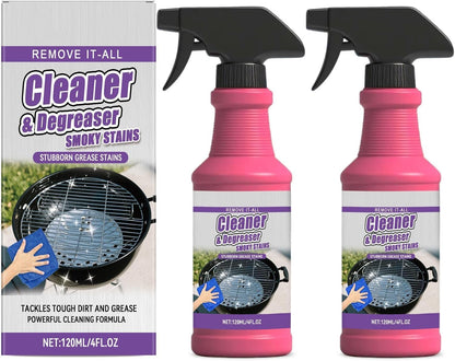 Fast Acting Heavy Duty Grill Degreaser Spray, BBQ Grill Cleaner for Outdoor Grill, Removes Burnt Grease Oil Stains from Grates Oven Smoker Stove, Kitchen Degreaser Cleaning Spray (2pcs)