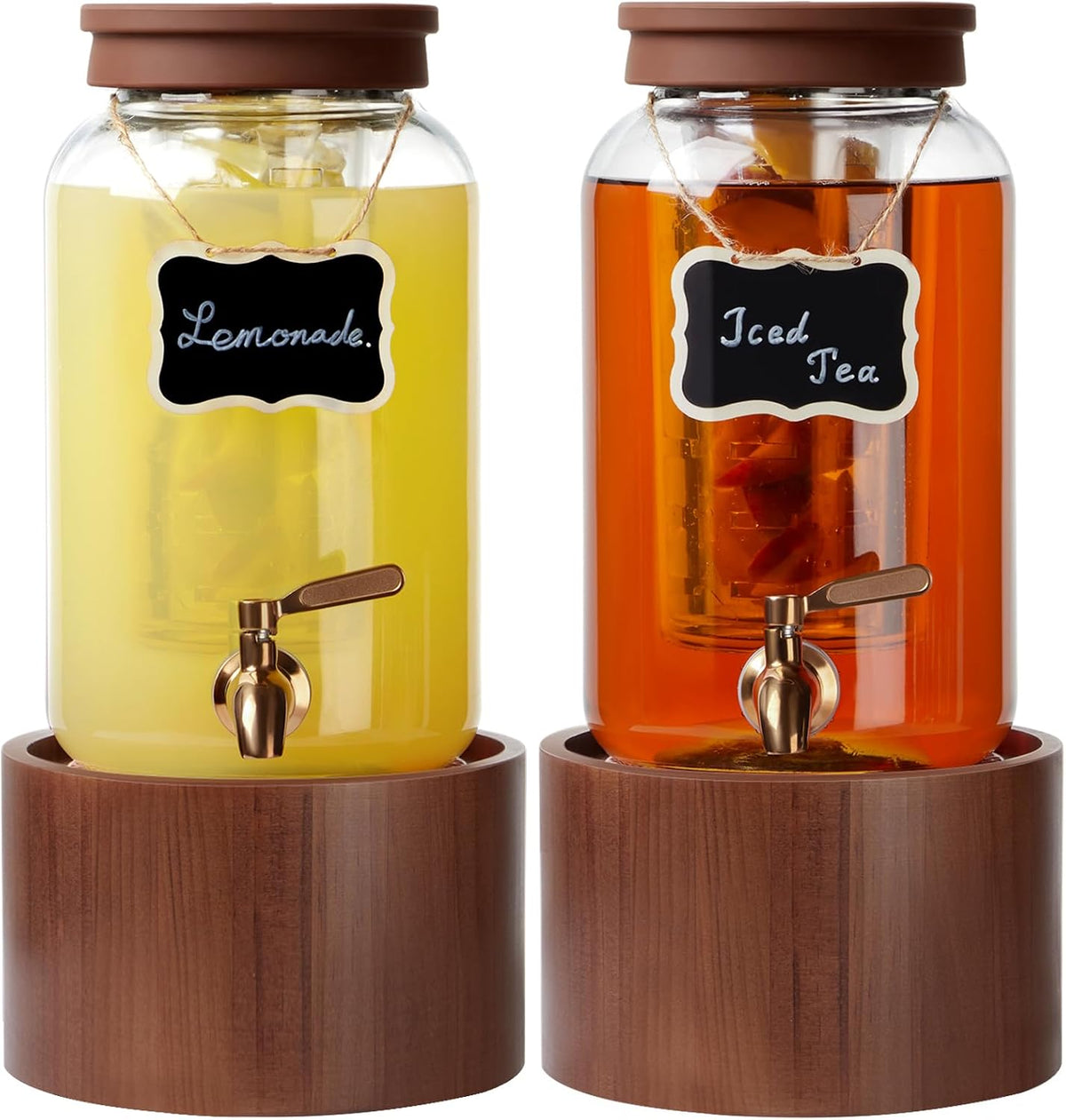2 * 1 Gallon Glass Drink Dispenser for Parties Beverage Dispenser