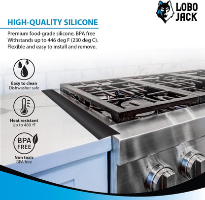 Kitchen Stove Silicone Gap Covers - Heat Resistant, 21 Inches, Black (2 Pack)