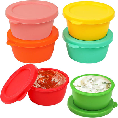 Webake 3" Silicone Pinch Bowls for Cooking Prep, 2oz Small Dipping Bowls Sauce Condiment Containers with Lids, BPA Free Set of 8