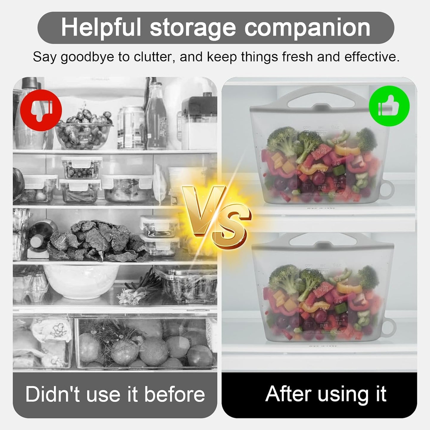 3-Piece Silicone Food Storage Containers Set Leakproof Reusable Kitchen Pantry Freezer Organization Stackable(Transparent)