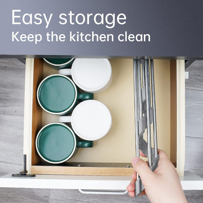 Tomorotec Foldable Stainless Steel Triangle Roll-Up Dish Drying Rack for Small Sink Corners - Over-The-Sink Multipurpose Kitchen Drainer, Rustproof Organizer, Trivet and Shelf - Space-Saving (Black)