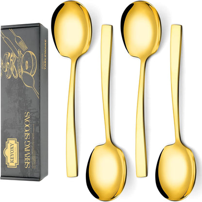 4 Piece Serving Spoons Set,9.2-Inch Includes 2 Large, 2 Slotted