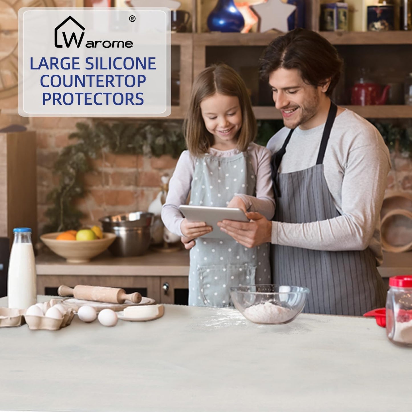 Warome Silicone Mat,78.7”x 23.6” Heat Resistant Mats for Countertop,Extra Large Countertop Protector Mat, Multi-functional Cuttable Kitchen Counter Mat, Silicone Mats for Kitchen Counter/Crafts- Grey