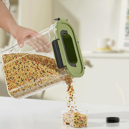 Bird Food Container,Pet Food Storage Bin with Side Pouring Spout and Handle,5lb Bird Seed Storage Container,Airtight BPA Free Portable BirdSeed Storages for Outside Feeders Container Holder