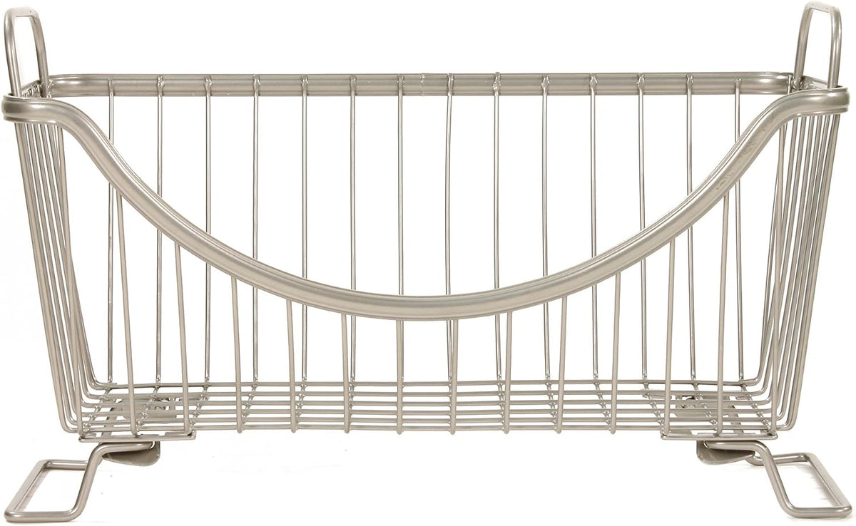 Spectrum Ashley Large Stackable Wire Baskets for Pantry & Kitchen Counter Organizer, Stacking Fruit Basket Wire Bin with Raised Feet & Handles for Vegetable Fruit Potato Onion Storage, Satin Nickel