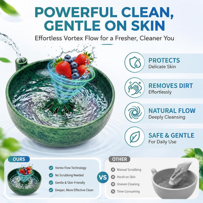 Self Spinning Berry Washing Bowl, Berry Bowls with Holes Ceramic, Fruit Washer Spinner with Strainer and Colander, Handmade Multipurpose Washing Cleaner for Cleaning Berries, Vegetables (1 set)