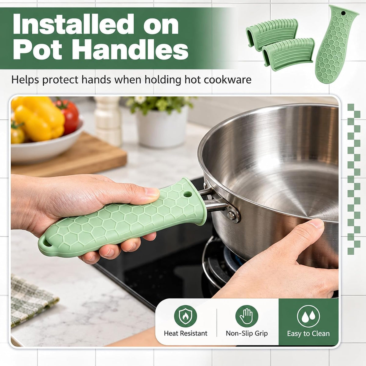 10Pcs Cast Iron Handle Cover, Silicone Pot Holders