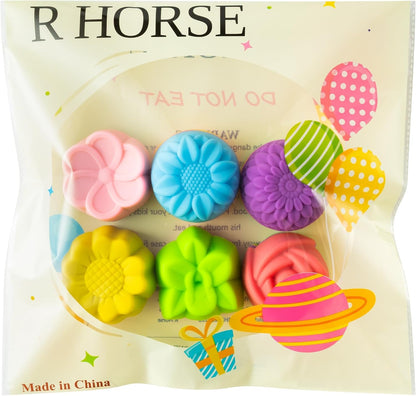 R HORSE 42Pcs Extra Large Silicone Molds, 3 x 1.2 inch Jumbo Cupcake Multi Flower Shapes Baking Cups Non-Stick Donut Wrapper Mold Muffin Liners Washable for Pan Oven Microwave Dishwasher