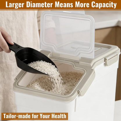 4 Pack Rice Container 25 lbs Large Bulk Flour Sugar Storage Holdhouse Plastic Grain Cereal Dry Goods Bin with Spoon and Measuring Cup for Kitchen Pantry Organization - Green