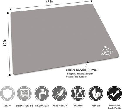 ZVP Plastic Cutting Boards for Kitchen, Flexible Cutting Mats, Colorful Chopping Boards with Food Icon, Non-Slip, Non Porous, BPA Free, Dishwasher Safe Rainbow