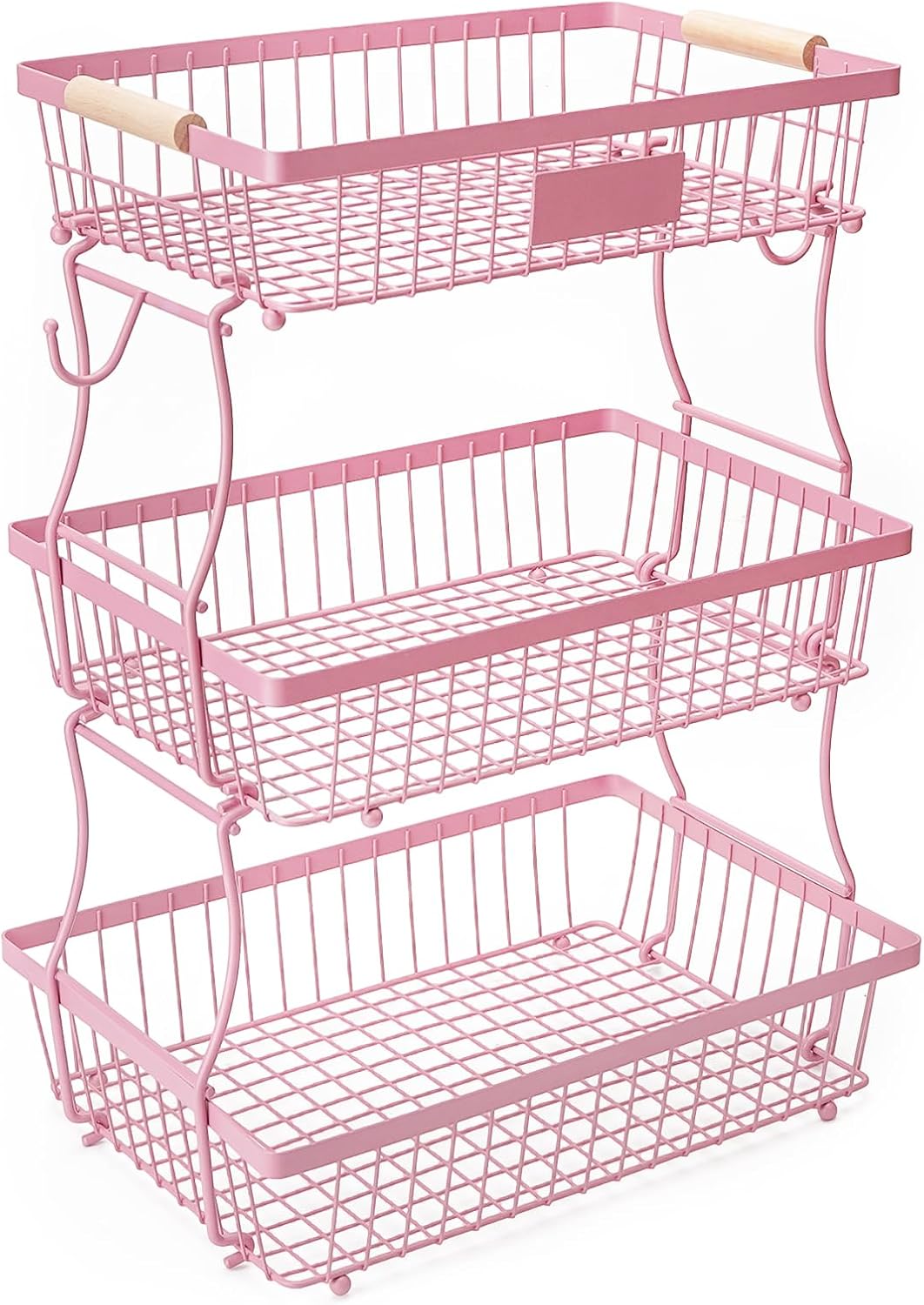 Fruit Basket Bowl 2 Tier Detachable with 2 Banana Hangers, Fruit Stand Holder for Kitchen Countertop, Metal Wire Vegetable Storage Organizer, for Bread Snack Veggies Produce, Black