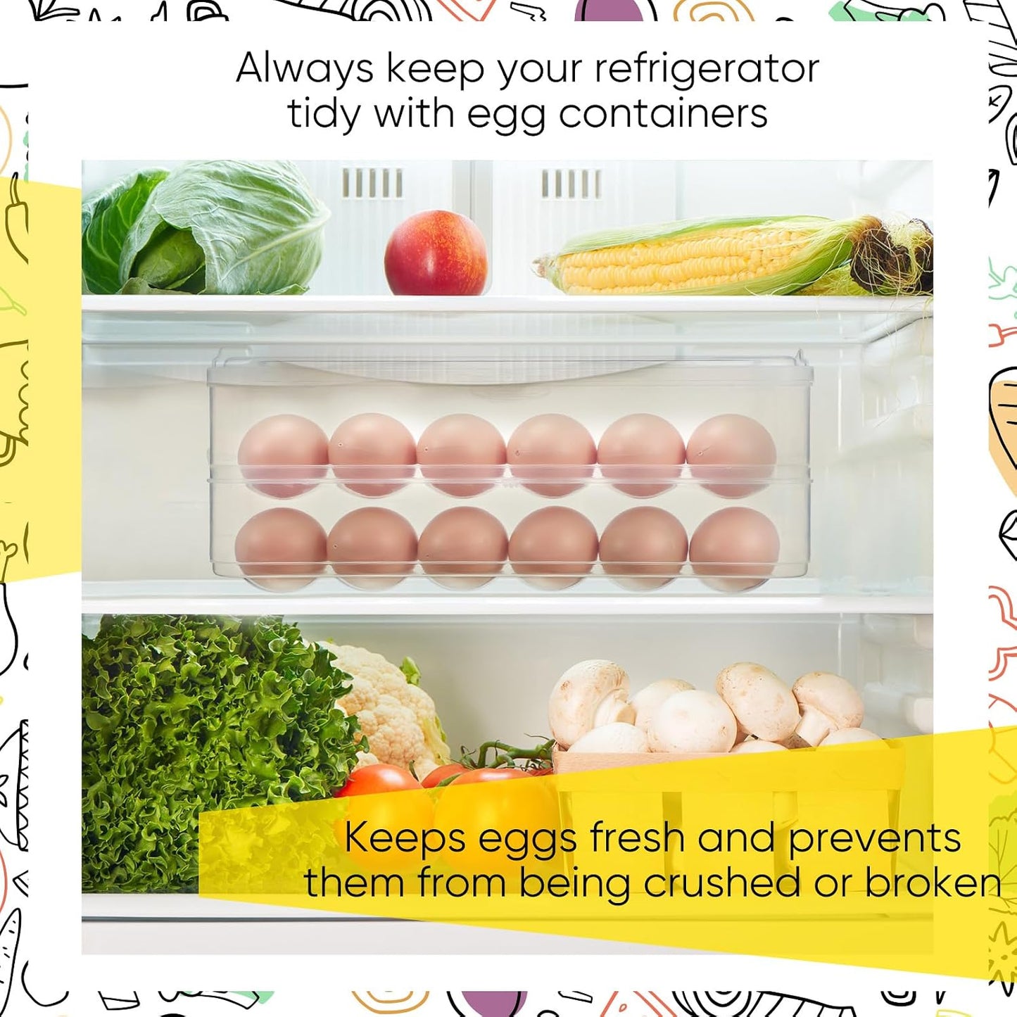 Deviled Egg Carrier with Syringe Stackable Stackable Clear Holder with Lid for Refrigerator Portable 48 Eggs Dispenser Storage Containers Tray(Without Handle)