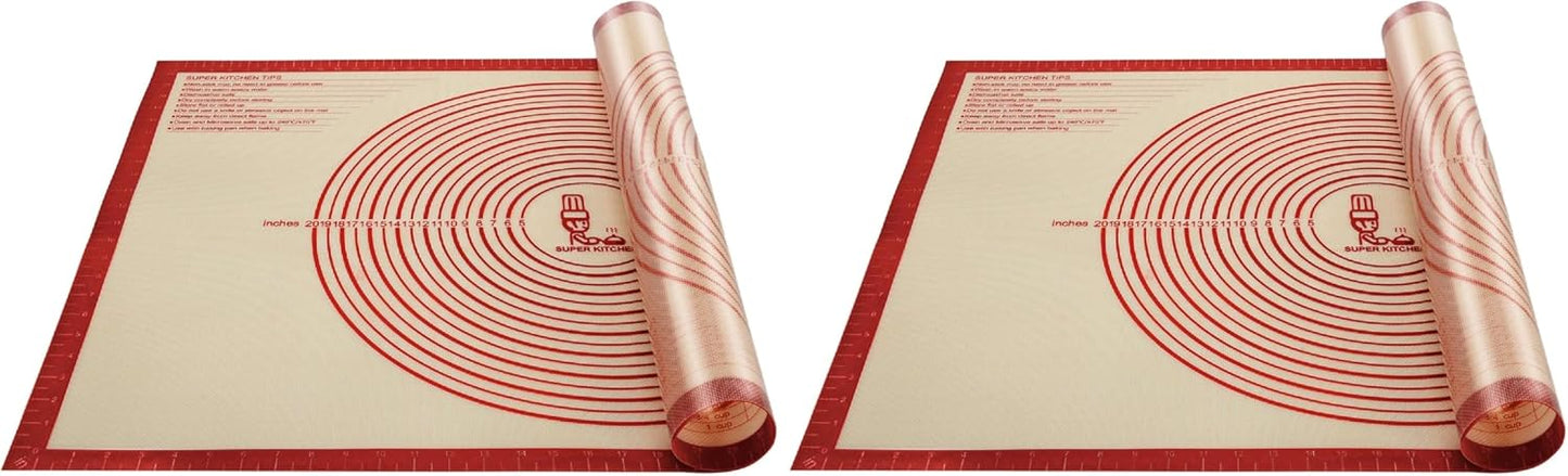 Non-slip Silicone Pastry Mat Extra Large with Measurements 36''By 24'' for Baking Mat, Counter/Dough Rolling/Oven Liner/Fondant/Pie Crust（Red）