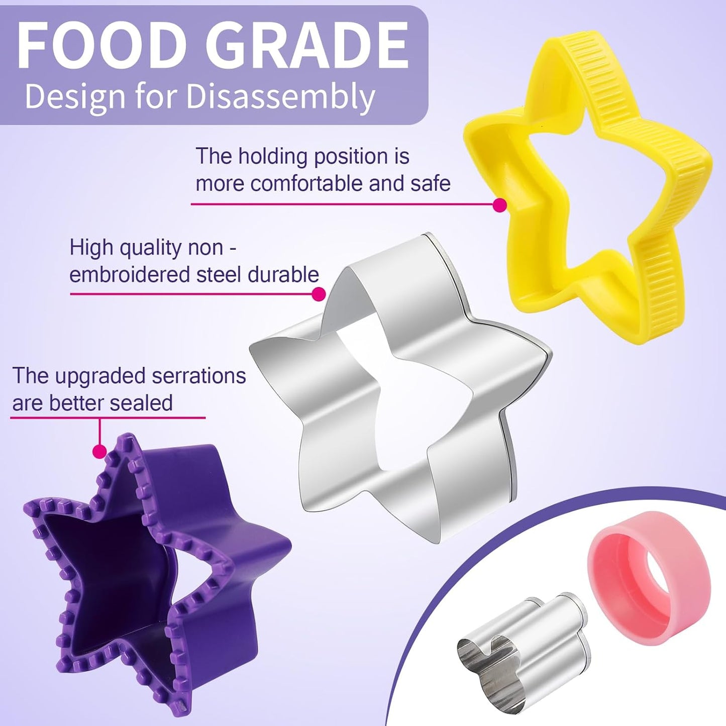 8 Pieces Sandwich Cutters and Sealer, Decruster Sandwich crimpers for Making Sandwiches, Hamburgers, Pies, with Vegetable Fruit Cutters for Kids Lunch Box and Bento Box