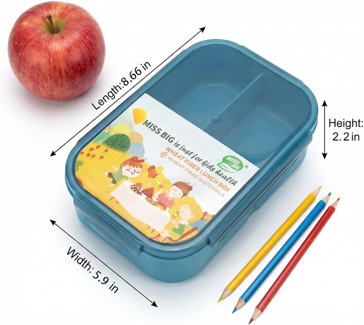 MISS BIG® Bento Box,Bento Box Adult,Lunch Box,Leak Proof Lunch Containers,No BPAs and No Chemical Dyes Bento Lunch Box,Dishwasher and Microwave Safe Lunch Containers for Adults(1900ml Gray)