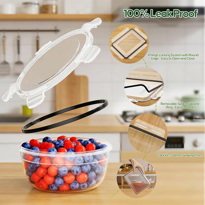 52 PCS Food Storage Containers with Lids Airtight (26 Lids & 26 Containers)- Reusable Plastic Leakproof Meal-Prep Container for Kitchen Storage Organization Microwave/Dishwasher Safe with Labels & Pen