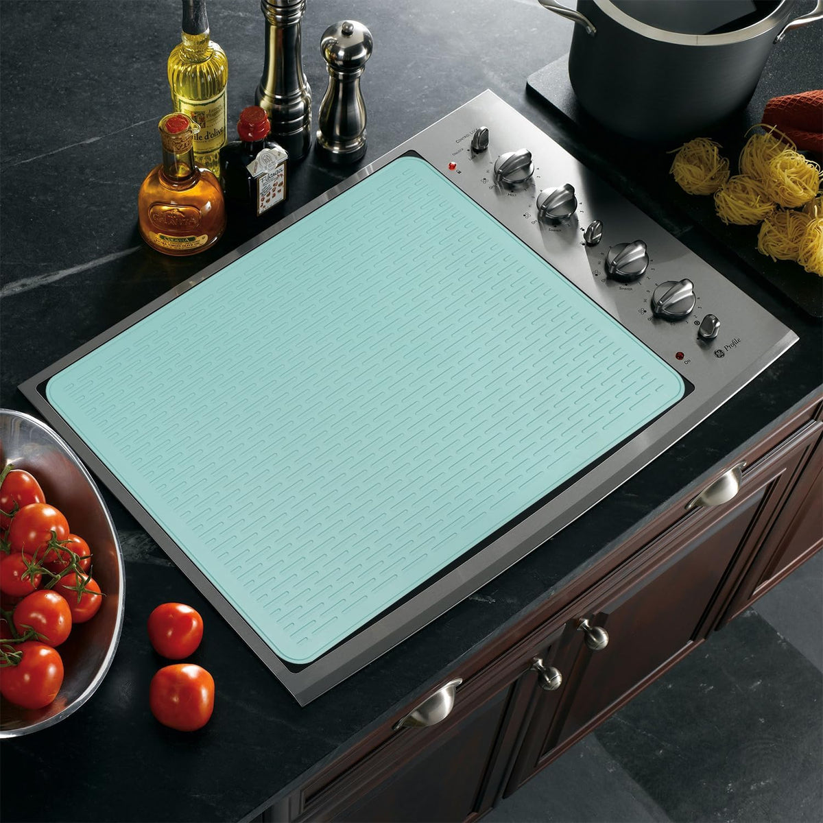 YUHFERA Stove Top Cover for Electric Stove - Silicone Stove Mat for Glass Top, Glass Cooktop Protector For Kitchen,Multi-functional Oven Covers for Electric Stove (Black,28 x 20)