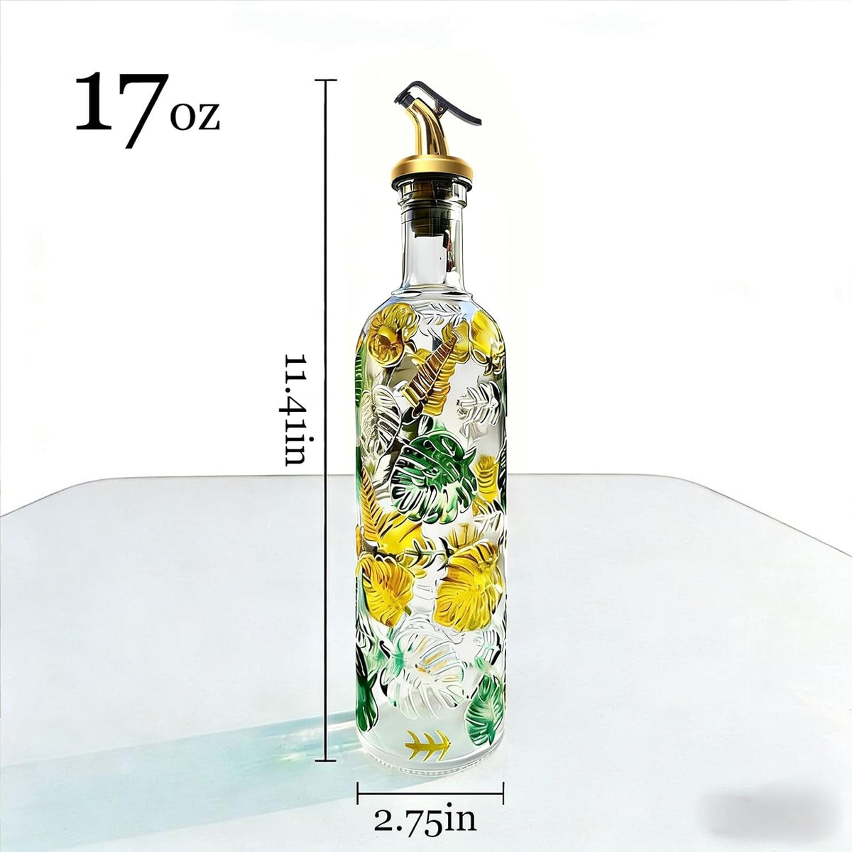 2 Pcs Olive Oil Dispenser Bottle for Kitchen,17oz Clear Glass Cooking Oil and Vinegar Dispenser Set, Coffee Syrup Dispenser with 2 Pourers and 1 Funnel (Two squares)