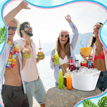 Norme 48 Pcs Plastic Ice Buckets for Parties Bulk 4.5L Oval Black Storage Tub with Handles Wine Beer Champagne Bottle Drink Cooler Tub for Christmas Holiday Home Parties Beverage Storage Basket Gift