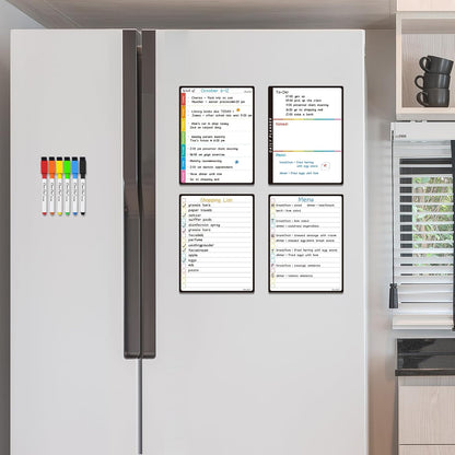 Magnetic Dry Erase List Board - 6.5"x8.5" Weekly, Daily, 2 List Boards for Fridge - 6 Extra Fine Point Markers Included - Shipped Flat