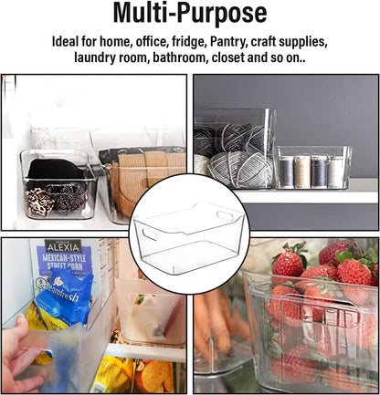 Clear Plastic Storage Bins, Pantry Organizers and Storage Containers, Large Fridge Organizer Bins, Home Kitchen Cabinet Organizer, Medicine Cabinet Bin for Organizing Freezer Closet