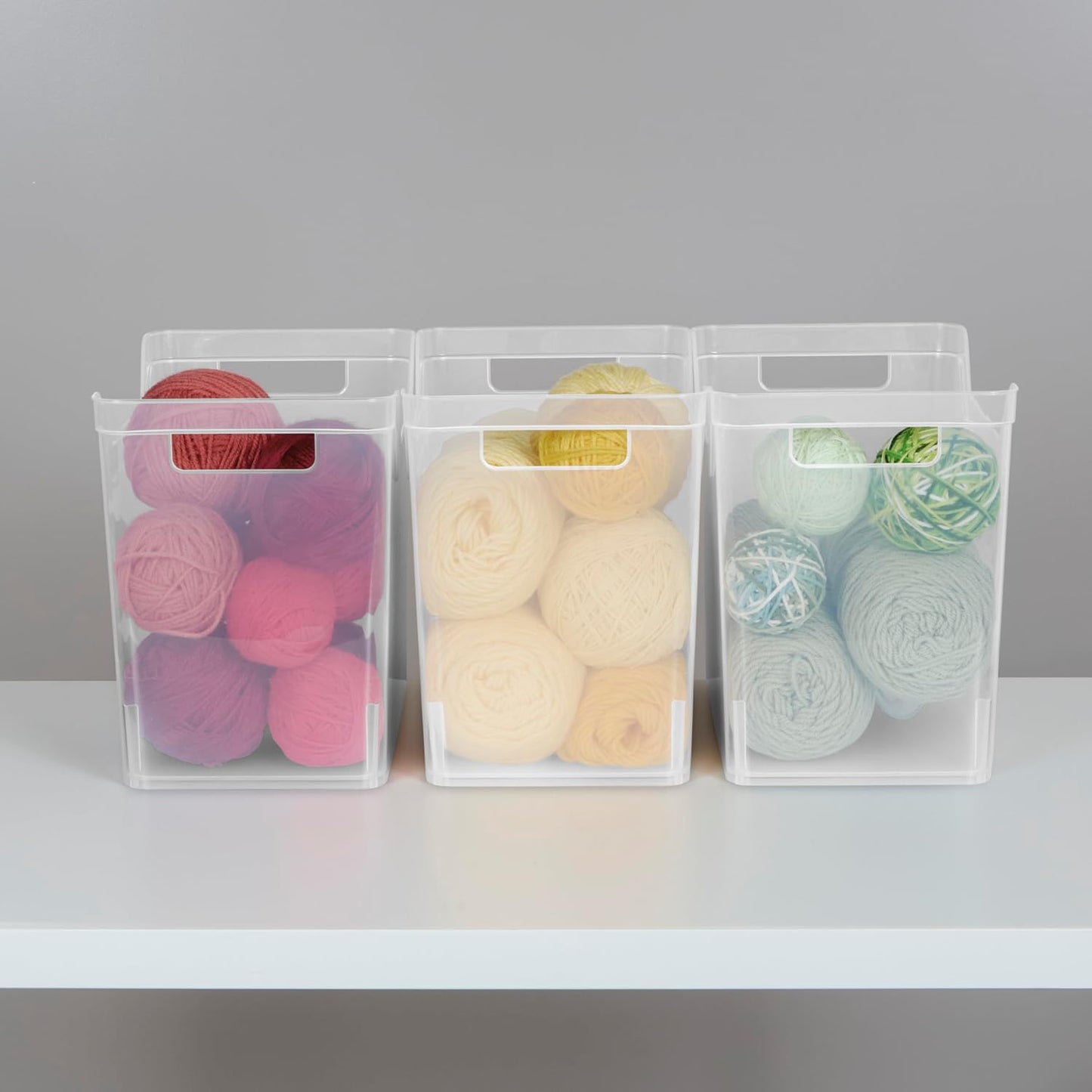 Sterilite Narrow Shelf Bin with Handles, Plastic Storage Container for Organizing Shelving, Closet, Pantry, and Countertops, Clear, 6-Pack