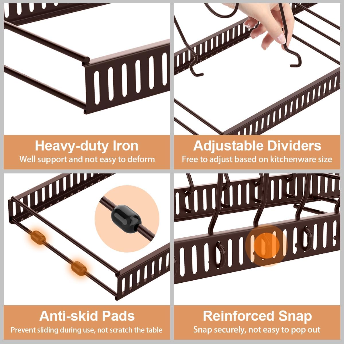 Housolution 2 Pack Pot and Pan Lid Organizer Holder Storage Rack, Black