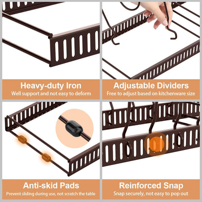 Housolution 2 Pack Pot and Pan Lid Organizer Holder Storage Rack, Black