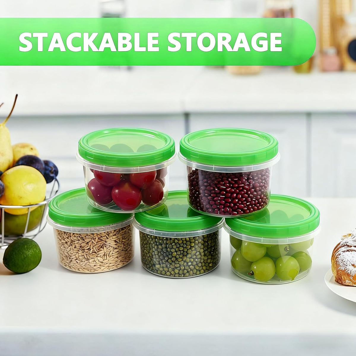Airtight Food Storage Containers, Leakproof, BPA-Free, Stackable Kitchen & Pantry Organizers for Dry Food, Meal Prep, Snacks, Leftovers, Microwave, Dishwasher and Freezer Safe (10 Pack-16 Oz)