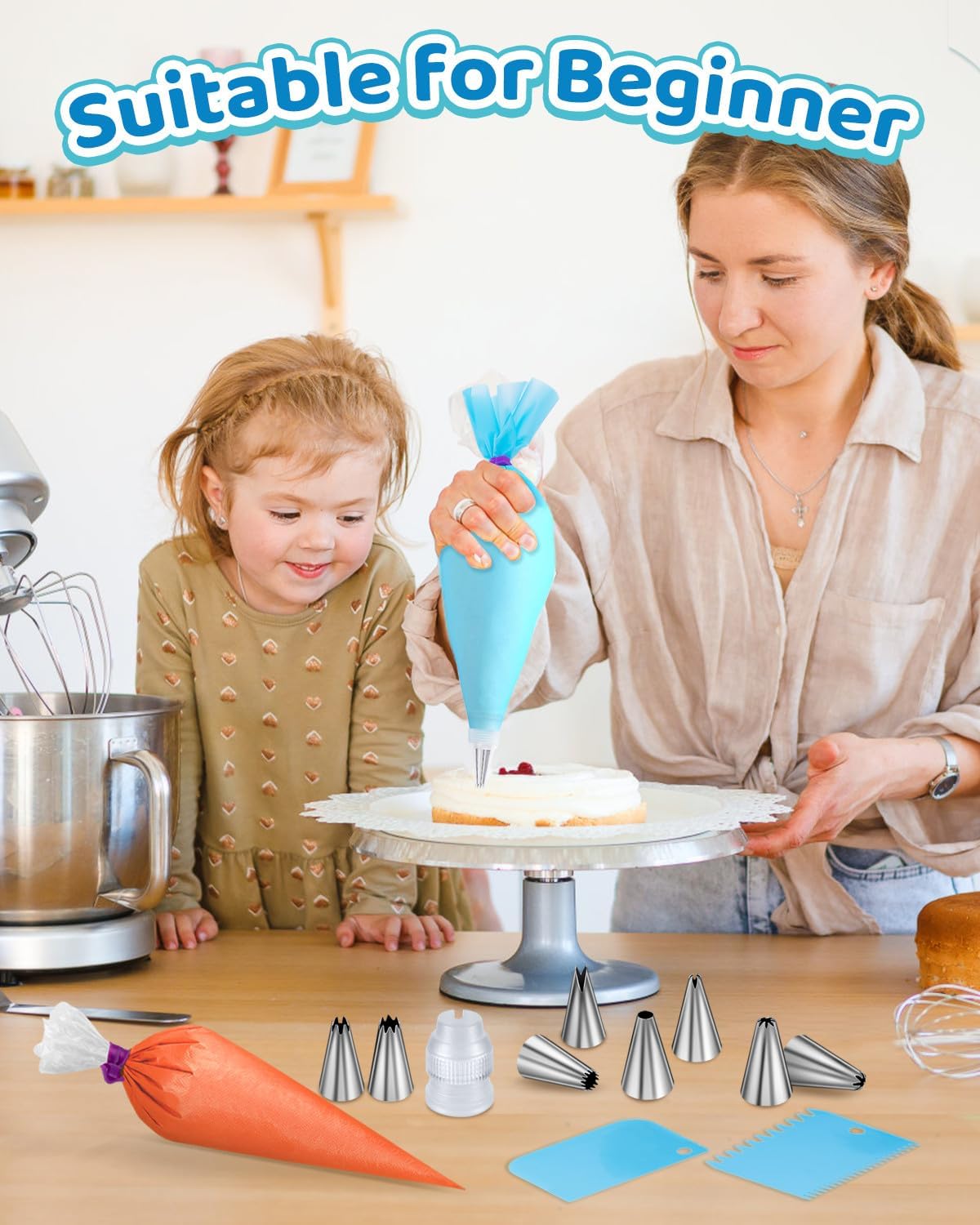 Piping Bags and Tips Set, Cakes Decorating Kit Supplies