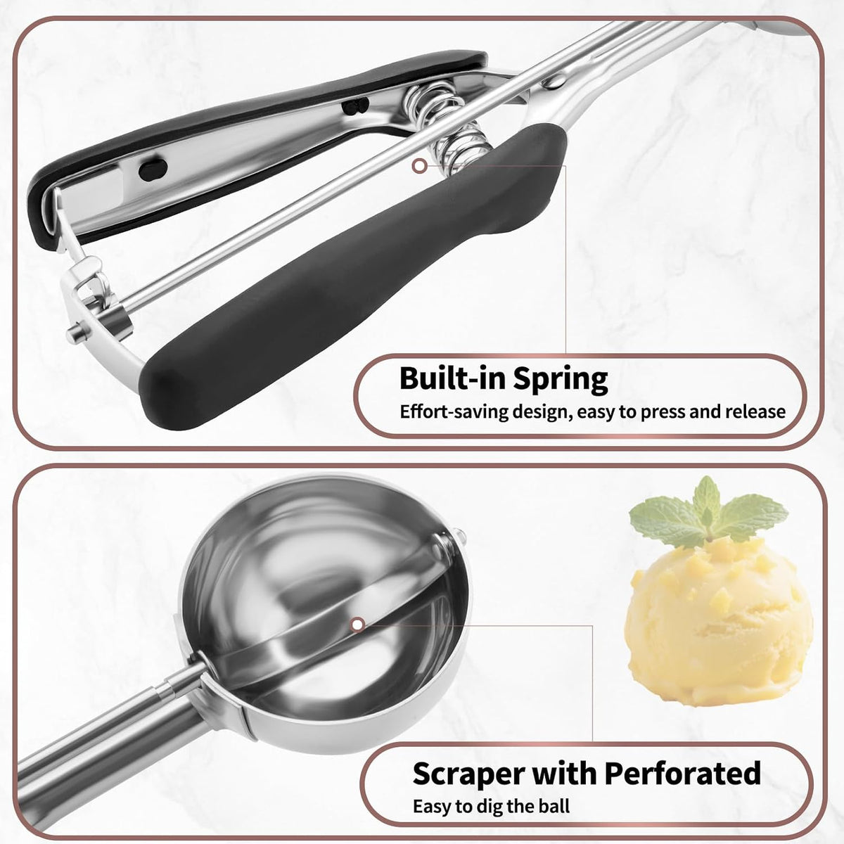 Large Cookie Scoop 3 Tablespoon, Size #20 Dough Scoops for Baking, Trigger Ice Cream Scooper, Stainless Steel Portion Scoop for Jumbo Cookies, Pancakes, Cupcakes, Meatballs
