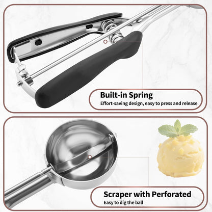 Large Cookie Scoop 3 Tablespoon, Size #20 Dough Scoops for Baking, Trigger Ice Cream Scooper, Stainless Steel Portion Scoop for Jumbo Cookies, Pancakes, Cupcakes, Meatballs