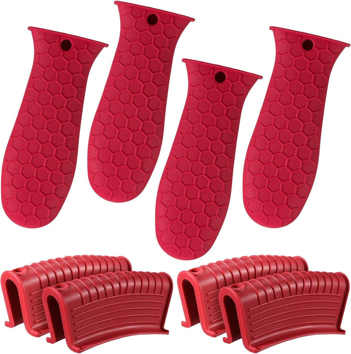 Patelai 8Pcs Silicone Cast Iron Handle Cover,Black