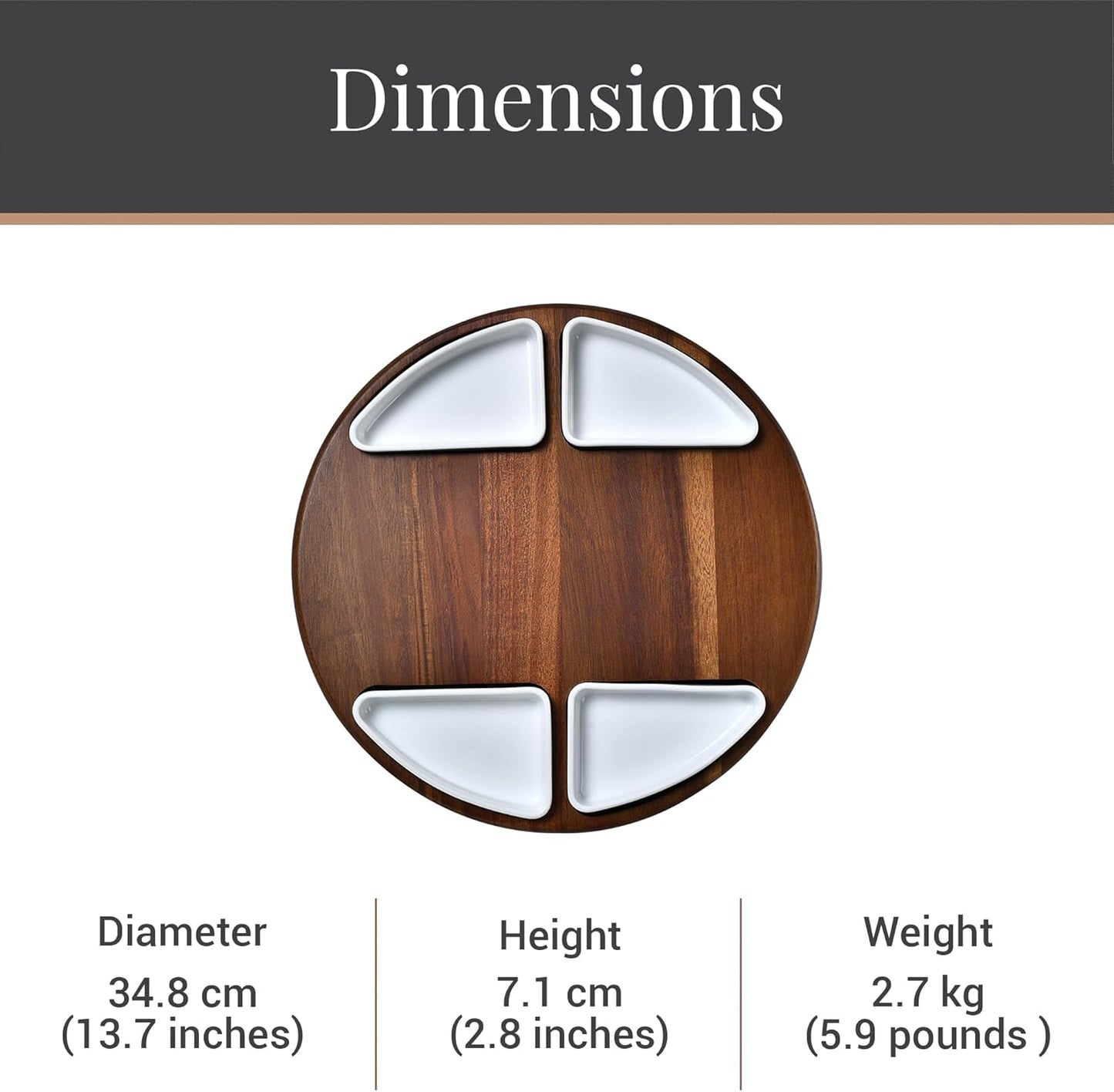 Shanik Acacia Wood Lazy Susan Cheese Board Set – Rotating Charcuterie Platter, Elegant Serving Tray for Appetizers, Snacks, Parties & Weddings