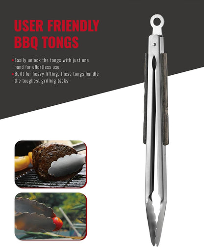 GRILAZ Heavy-Duty Rose Wooden BBQ Grilling Tools Set. Extra Thick Stainless Steel Multi-Function Spatula, Fork & Tongs | Essential Accessories for Barbecue & Grill. Ideal Gift for Father…