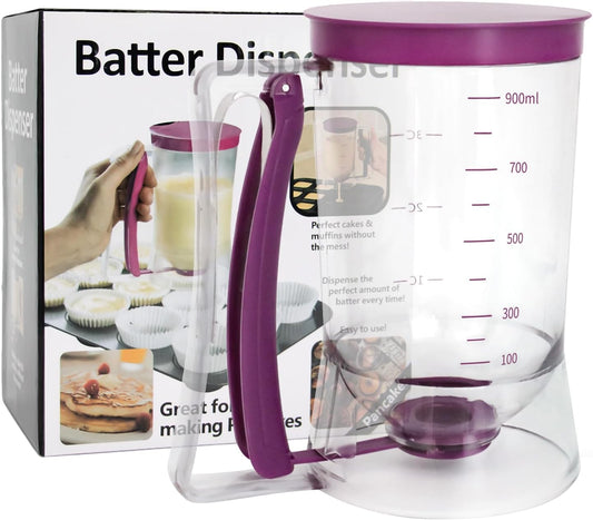Pancake Batter Dispenser with Squeeze Handle and Measuring Marks
