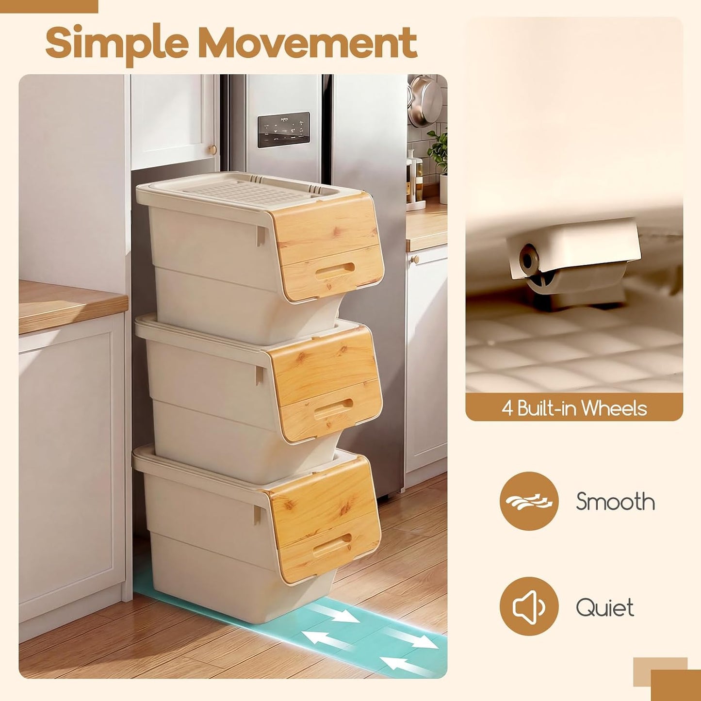 Giantex Plastic Stackable Storage Bins with Lids & Wheels, 3 Pack Open Front Stacking Bins, Organizer Bins for Pantry, Kitchen, Laundry, Closet, Playroom, Bedroom Organization (12.5 QT)