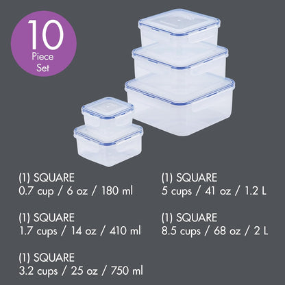 Lock & Lock HPL817S12 Easy Essentials Storage Set/Food Containers Airtight Bins/BPA-Free/Dishwasher Safe, 24 Piece - Clear