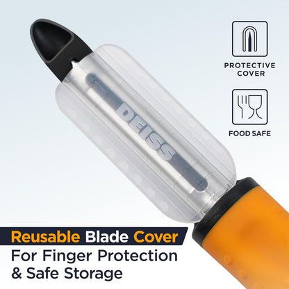 Deiss PRO Swivel Vegetable Peeler - Sharp Japan Stainless Steel Peeler With Easy Non-Slip Hand Grip, Potato Peelers For Kitchen, Fruit, Carrot, Apple, Veggie, Kiwi, Durable, Dishwasher Safe