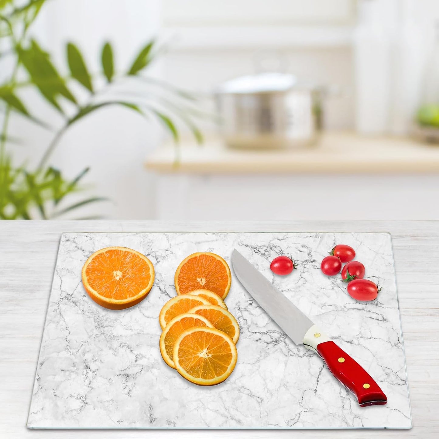 JAMBALAY Tempered Glass Cutting Boards for Kitchen, Clear Glass Cutting Board Set, 12"x16" & 8"x12" Cutting Boards with Non Slip Foot, Heat and Scratch Resistant, Shatterproof
