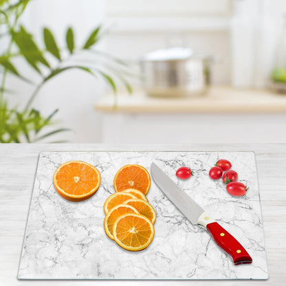 JAMBALAY Tempered Glass Cutting Boards for Kitchen, Clear Glass Cutting Board Set, 12"x16" & 8"x12" Cutting Boards with Non Slip Foot, Heat and Scratch Resistant, Shatterproof