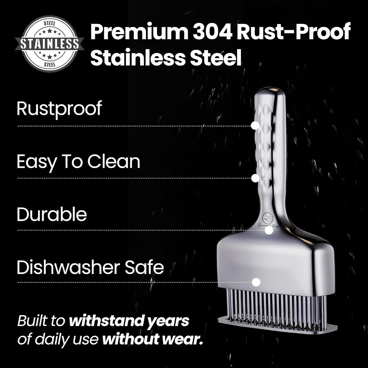 Gourmet Easy Meat Tenderizer Tool with 60 Sharp Blades & Non-slip Handle