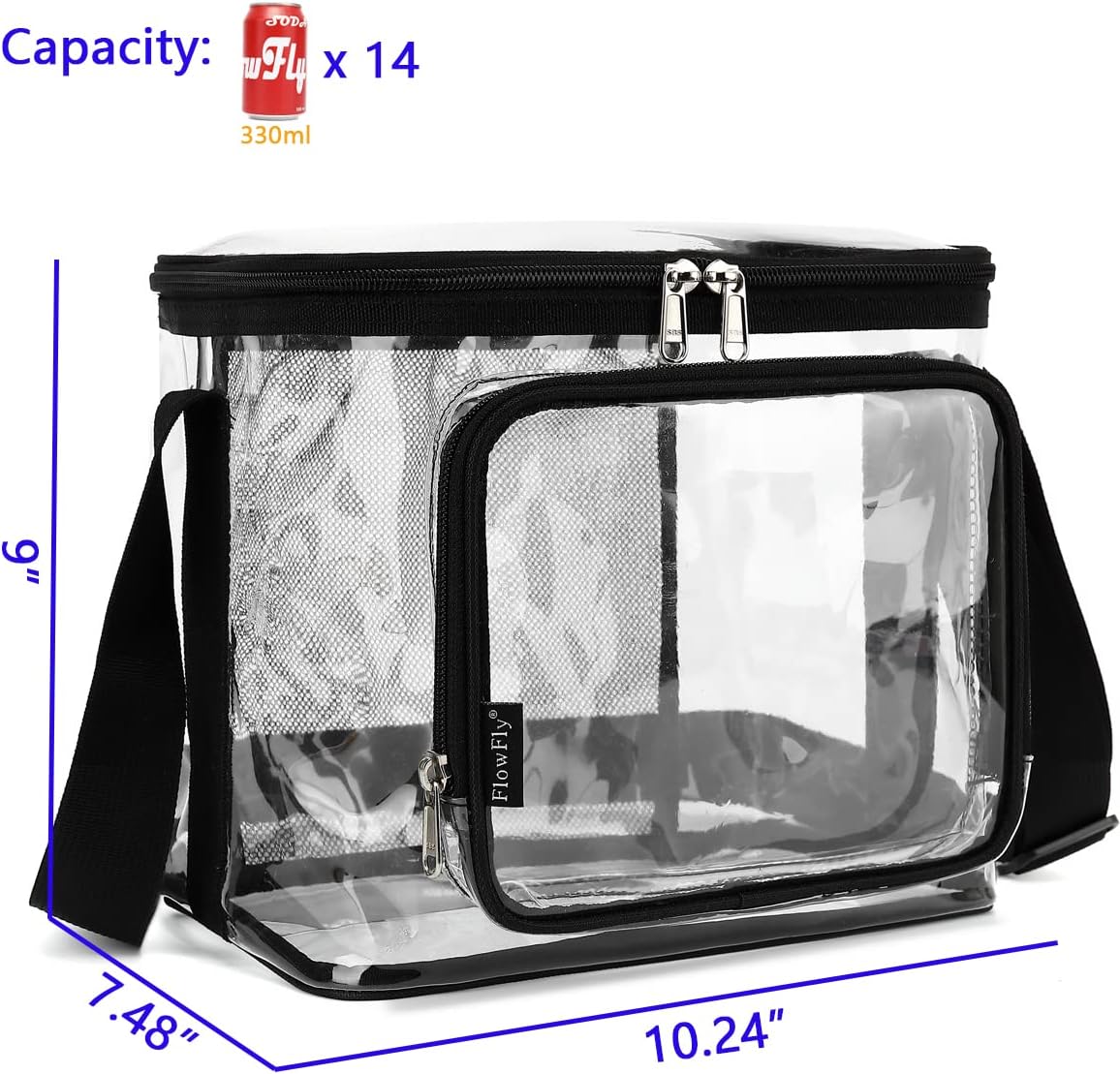 FlowFly Insulated Reusable Lunch Bag Adult Large Lunch Box for Women and Men with Adjustable Shoulder Strap,Front Zipper Pocket and Dual Large Mesh Side Pockets,Cherry - Colors B
