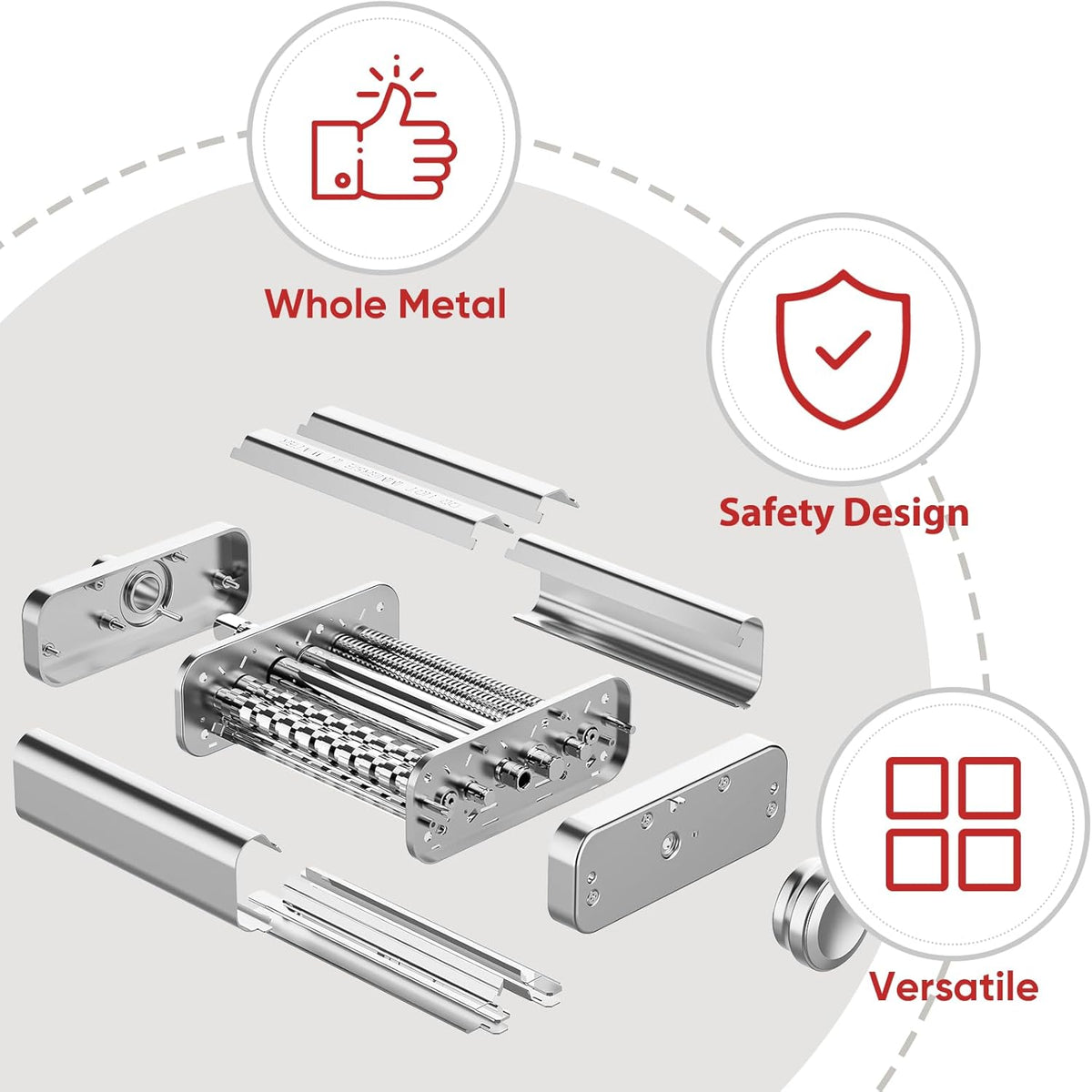 GVODE 3-in-1 Pasta Maker Attachment for KitchenAid Stand Mixers